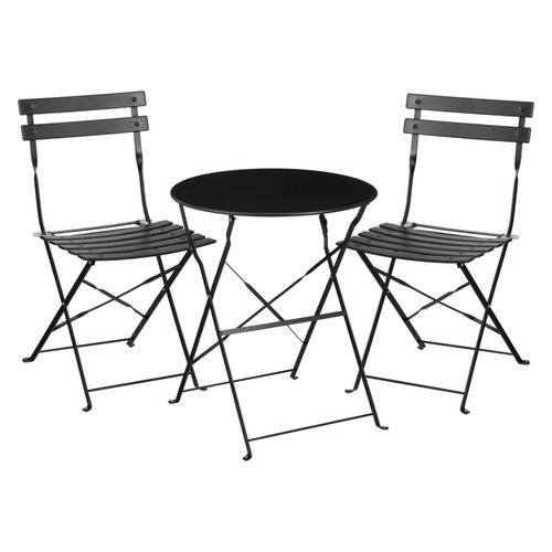 Mica Decorations Laurence Bistroset Metaal - Set van 3 - Tuinstoelen en Tuintafel - Balkonset 2 Personen - Bistrotafel Rond en Bistrostoel Bistro Set