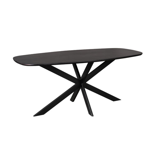 Starfurn Eettafel Ferris - Deens Ovaal Zwart Hout - 180x90x76cm