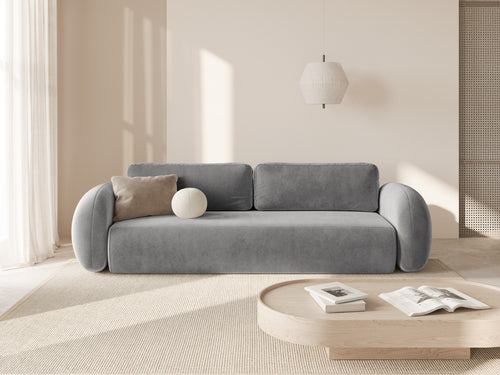 Cosmopolitan Design Slaapbank met opbergdoos Tonale 3-zits, flueel donkergrijs - 105x262x88cm