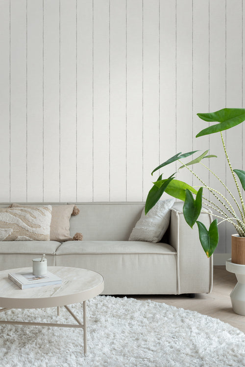 Sanders & Sanders behang geschilderde strepen donkergrijs en wit - 53 cm x 10,05 m - 640765