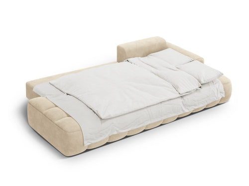 Cosmopolitan Design Converteerbare hoekbank rechts met opbergdoos Linz 3-zits, flueel lichtbeige - 142x275x84cm