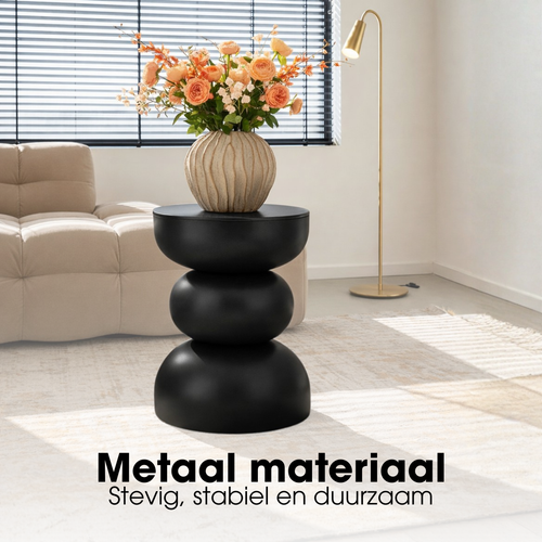 Mica Decorations Luna Bijzettafel - H46 x Ø32 cm - IJzer - Zwart