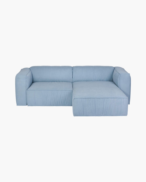 noo.ma Lobi 3-zits hoekslaapbank - Baby Blue Corduroy, hoek rechts