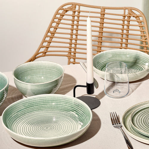 Salt & Pepper - Kom 18xH9cm groen Cameo - Set van 2