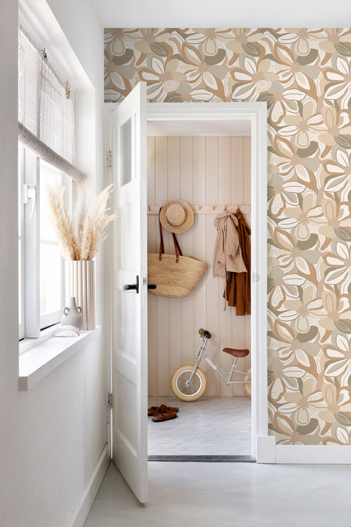 ESTAhome behang bloemmotief beige - 50 x 900 cm - 139628 - vtwonen shop