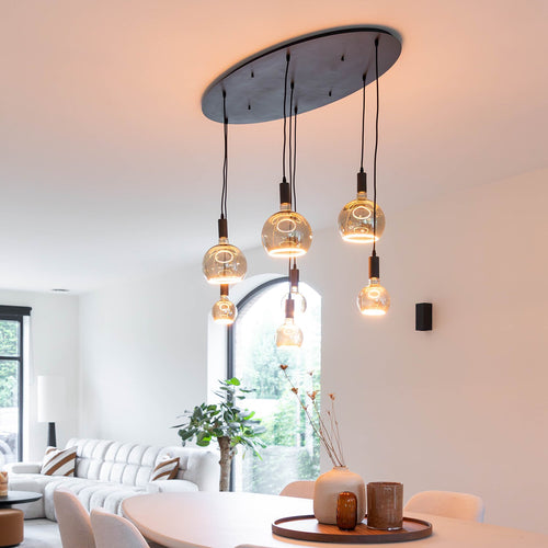 Atmooz hanglamp Yoki 7 - zwart - 125 x 55 x H 130 cm - E27