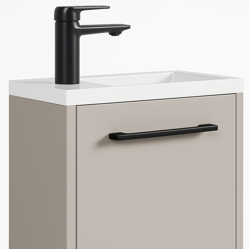 Badplaats Toiletmeubel Florence 40 x 22 cm – Beige – Fonteinmeubel met Witte Wastafel
