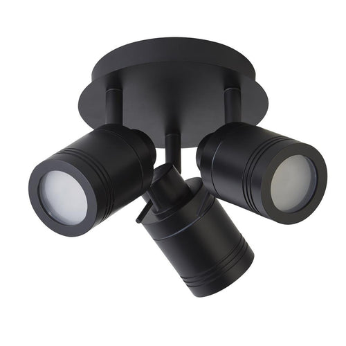 Searchlight Samson 3-lichts IP44 badkamer spotplaat, mat zwart IP44
