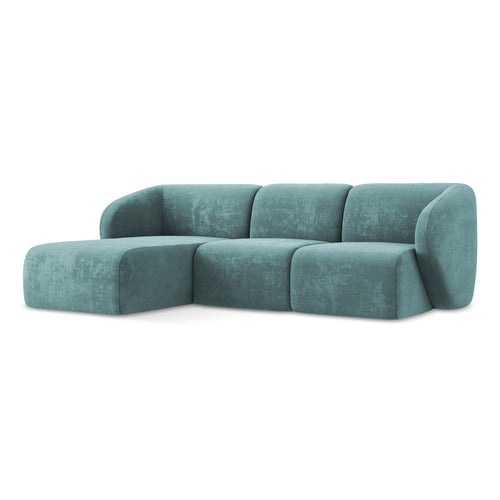 LaMiaSofa hoekbank links Cervo - chenille stof - jeans - 248x166x87