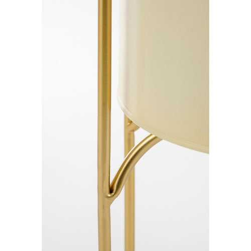 Mica Decorations Donau Bloempot op Standaard - Set van 2 - Metaal - H45 x Ø23 cm - Lichtgeel, Goud