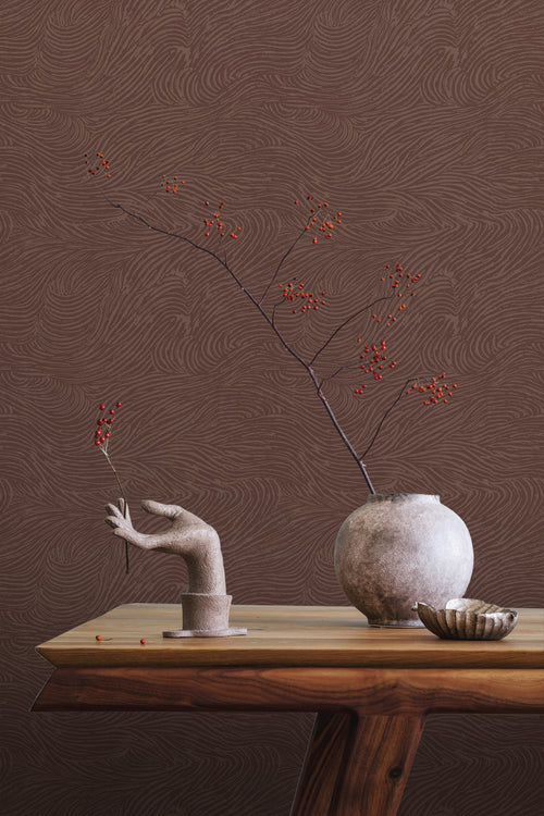 ESTAhome behang 3d golvende lijnen mauve paars - 50 x 900 cm - 131369 - vtwonen shop