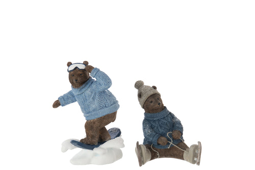 J-Line decoratie Paddestoel Glitter Lint - polyresin - bruin/naturel - medium - 2 stuks