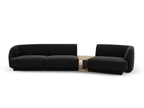 Micadoni Rechte modulaire bank Miley 3-zits, structurele stof antraciet - 126x303x70cm