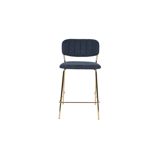 Housecraft Living Jolien Barkrukken rugleuning 65 cm Goud/ Donkerblauw - Set van 2