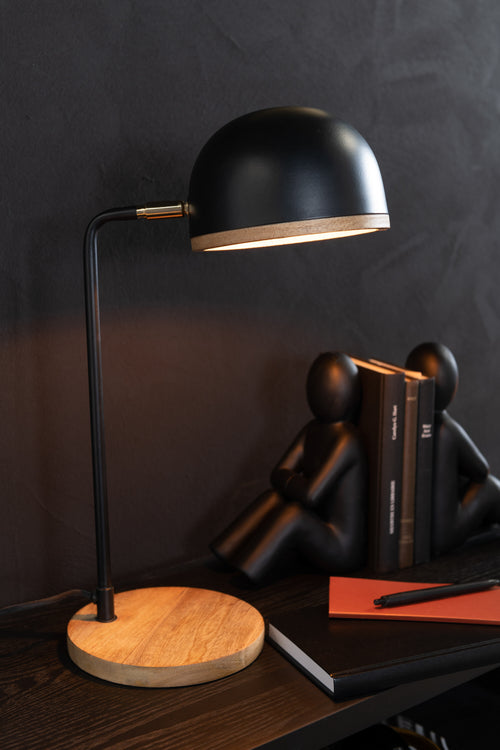 J-Line tafellamp Evy - ijzer/hout - zwart/naturel