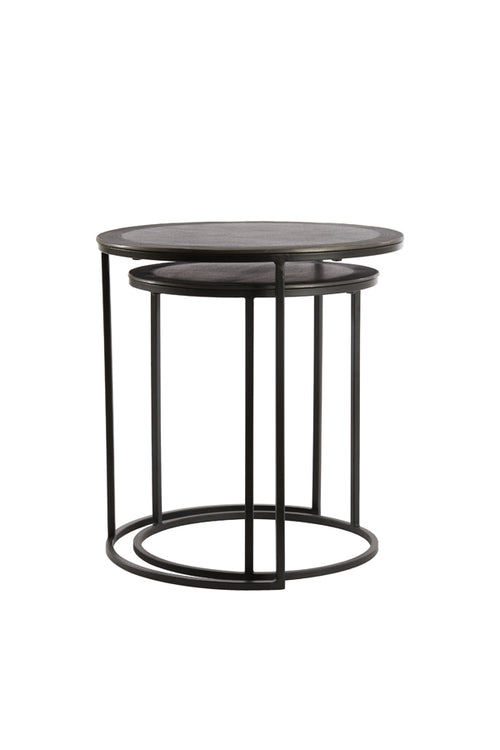 Light & Living bijzettafel TALCA - Ø49x50.5cm - zwart - Set van 2