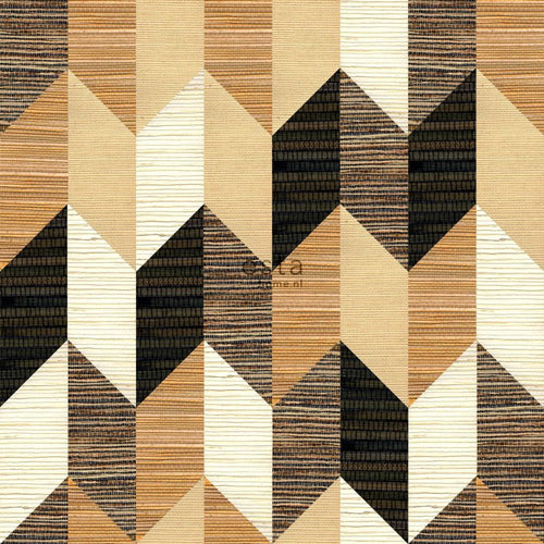 ESTAhome XXL behang grafisch motief zwart, bruin en beige - 50 x 900 cm - 158919 - vtwonen shop