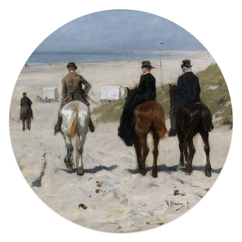 Reinders glasschilderij Anton Mauve - Morgenrit langs het strand - Ø 50cm