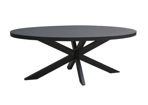 Livingfurn eetkamertafel Ovaal - mangohout - 210 cm - zwart