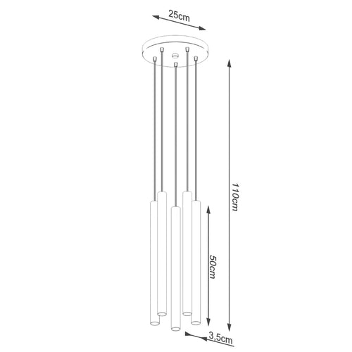 Sollux Lighting Hanglamp PASTELO 5P beton - 25x25x110cm