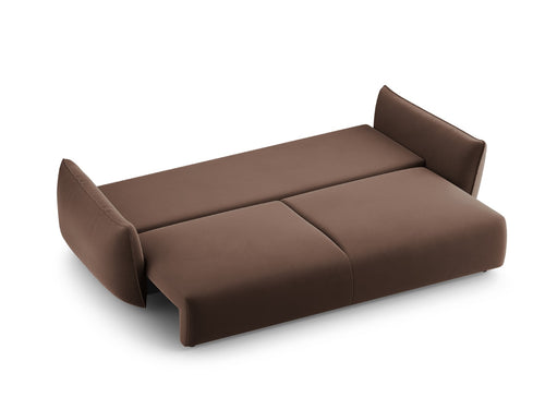 Cosmopolitan Design Slaapbank met opbergdoos Matera 3-zits, flueel chocolade - 108x240x86cm