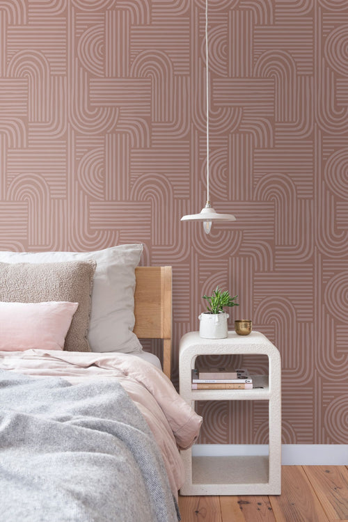 ESTAhome behang grafisch 3D motief oudroze - 50 x 900 cm - 131489 - vtwonen shop