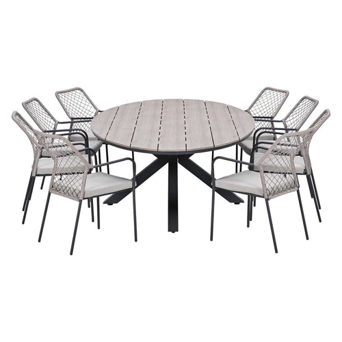 Garden Impressions Tuinset Ross 9-delig - Tulli tuintafel ovaal 280x140 cm