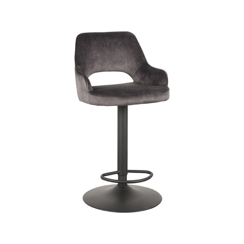 LABEL51 Barkruk Fer - Antraciet Velvet - Zithoogte 60–80cm