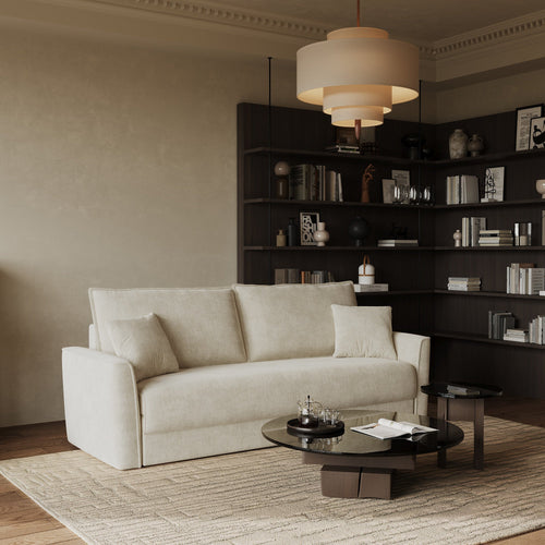 Sia Home - Slaapbank LUXO - zacht aanvoelende geweven stof crème 180cm