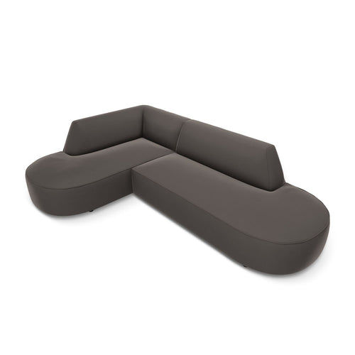 Cosmopolitan Design - Modulaire hoekbank links Siena 4-zits, flueel donkergrijs - 180x273x69cm