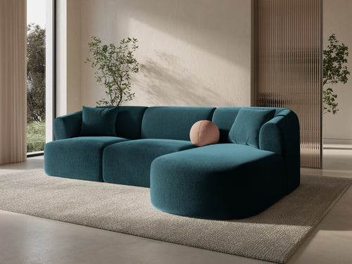 Cosmopolitan Design Modulaire hoekbank rechts Campi 4-zits, flueel diepe olie - 156x256x70cm