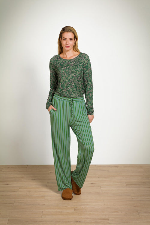 Pip Studio - Belin Pyjama Broek Dames - Kente Stripe - Groen - L