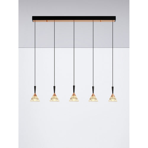 Nova Luce PALUZ Hanglamp voor aan het plafond, roségoud, matzwart, Triac dimbare LED 30W 1558lm 3000K