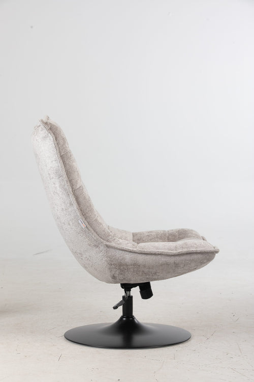 FurniLux Fauteuil Sam Licht Grijs van  - Stof - Met en ronde voet - Verstelbaar en draaibaar - 100% Polyester - 76 x 81 x 109cm - vtwonen shop