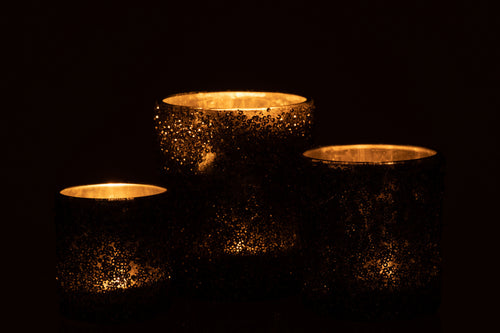 J-Line windlicht Glitter - glas - grijs - large - vtwonen shop