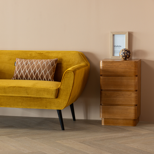 WOOOD bank 150 cm Rocco - Velvet - Okergeel - 75x150x82