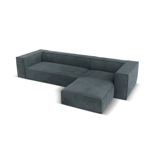 Cosmopolitan Design - Rechter hoekbank Turin 5-zits, structurele stof blauw grijs - 173x290x68cm