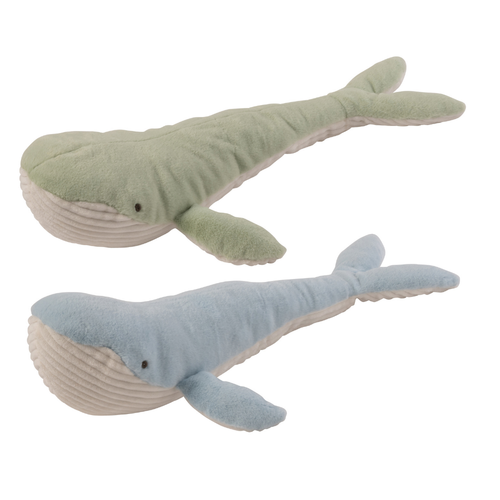 J-Line knuffelbeer Walvis - polyester - muntgroen/lichtblauw - small - set van 2