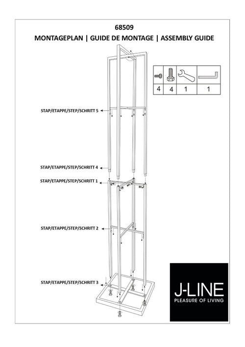 J-Line kussenrek - metaal - zwart