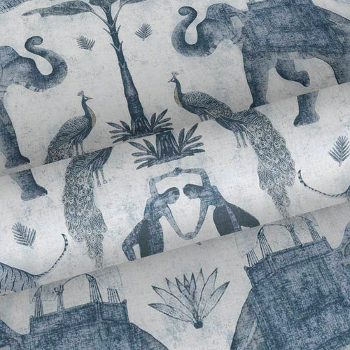 Sanders & Sanders behang olifanten vergrijsd blauw - 53 cm x 10 m - 640498 - vtwonen shop