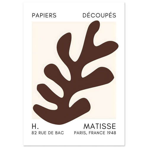 Artfulprints Poster Matisse – Ocean petals brown   - A4 21x29.7 cm - Bruin