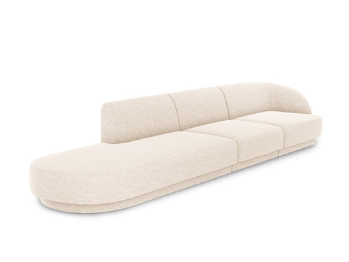 Micadoni linker bank Miley 4-zits, structurele stof ivoor - 90x323x70cm