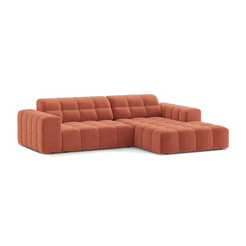 Cosmopolitan Design - Rechter hoekbank Chicago 3-zits, flueel koraal - 167x234x78cm