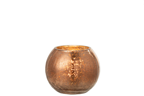 J-Line windlicht Bol Craquelé Parel Effect - glas - bruin - small - 2 stuks - vtwonen shop