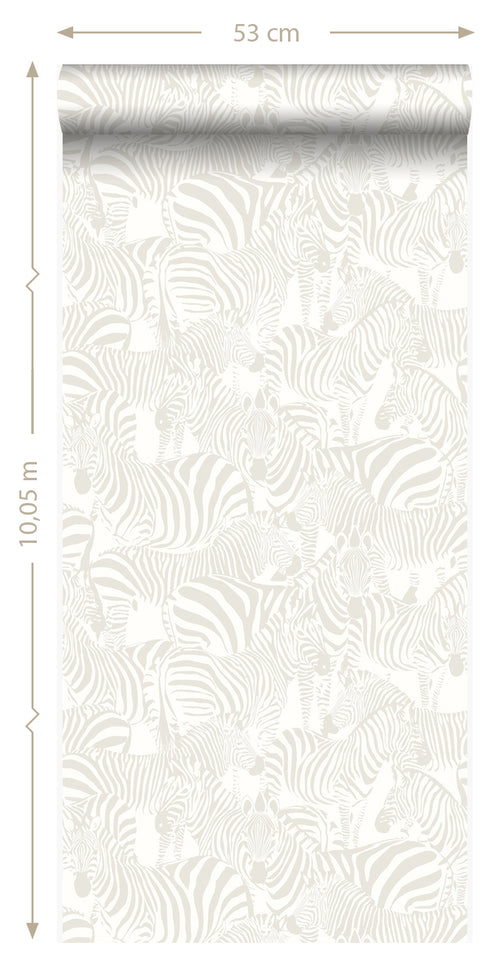 Origin Wallcoverings behang zebra's zilver - 53 cm x 10.05 m - 346836