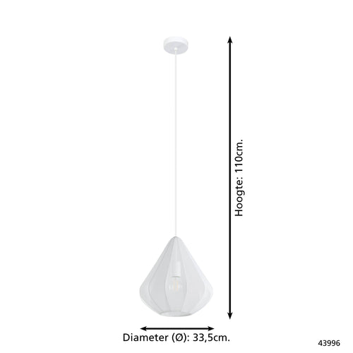 EGLO hanglamp Dolwen - e27 - ø 33,5 cm - wit - textiel - vtwonen shop