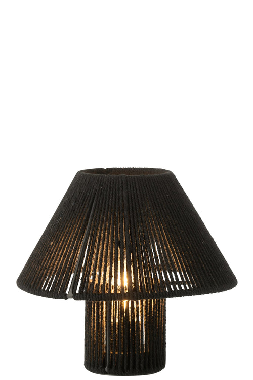 J-Line lamp - metaal/katoen - zwart - LED lichtjes