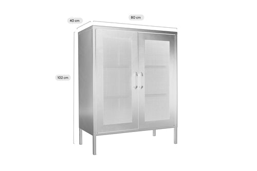 MaximaVida metalen locker vitrine kast Finn 102 x 80 x 40 cm ivoor - 2 schappen - vtwonen shop