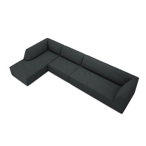 Cosmopolitan Design - Modulaire hoekbank links Siena 5-zits, ribfluwelen zwart - 180x366x69cm