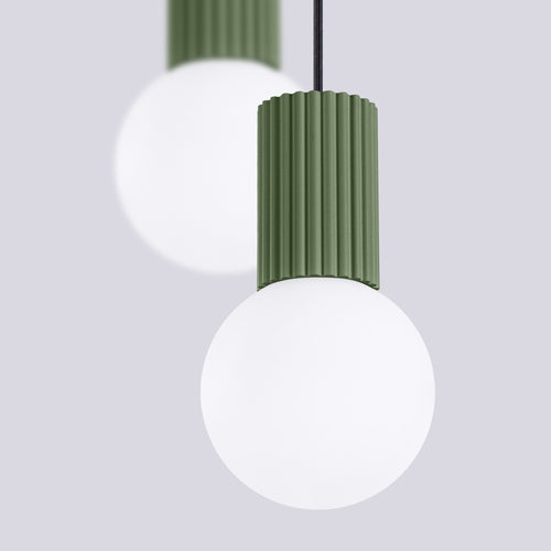 Sollux Lighting Hanglamp HALO 2P olijfgroen - 15x15x120cm